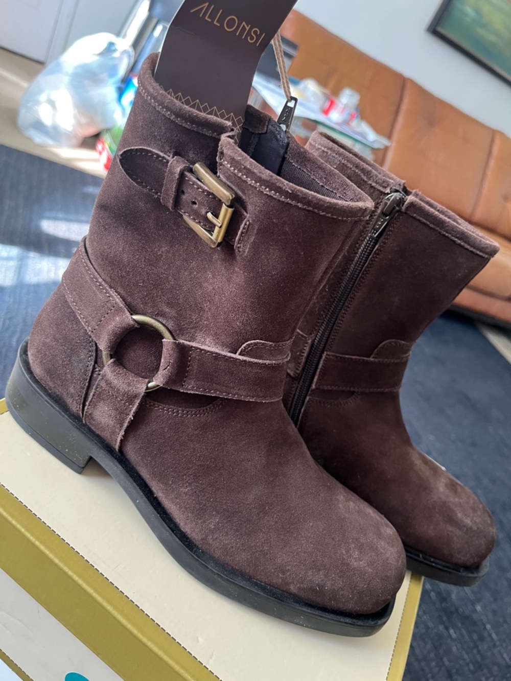 ALLONSI (8) Elke Women’s Leather Suede Biker Ankle Boots ALW1042